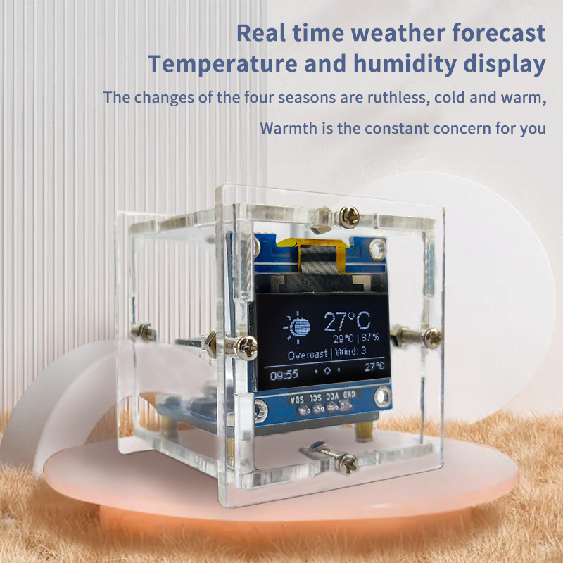 ESP8266 Mini Weather Clock Kit - Diy Electronics Soldering Kit review and price