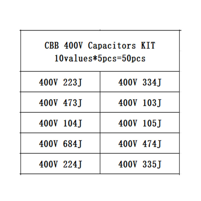10value*5PCS=50PCS 400V 10nF ~ - Capacitor Kit Assortment review and price