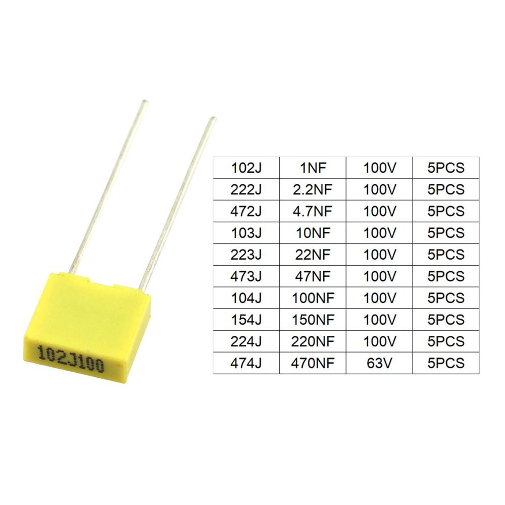 50pcs/lot 10 Value Polypropyle - Capacitor Kit Assortment review and price