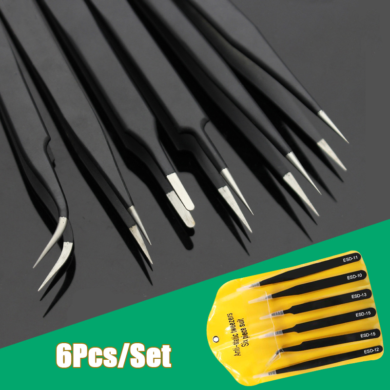 6pcs Precision Long Tweezers S - Diy Electronics Soldering Kit review and price