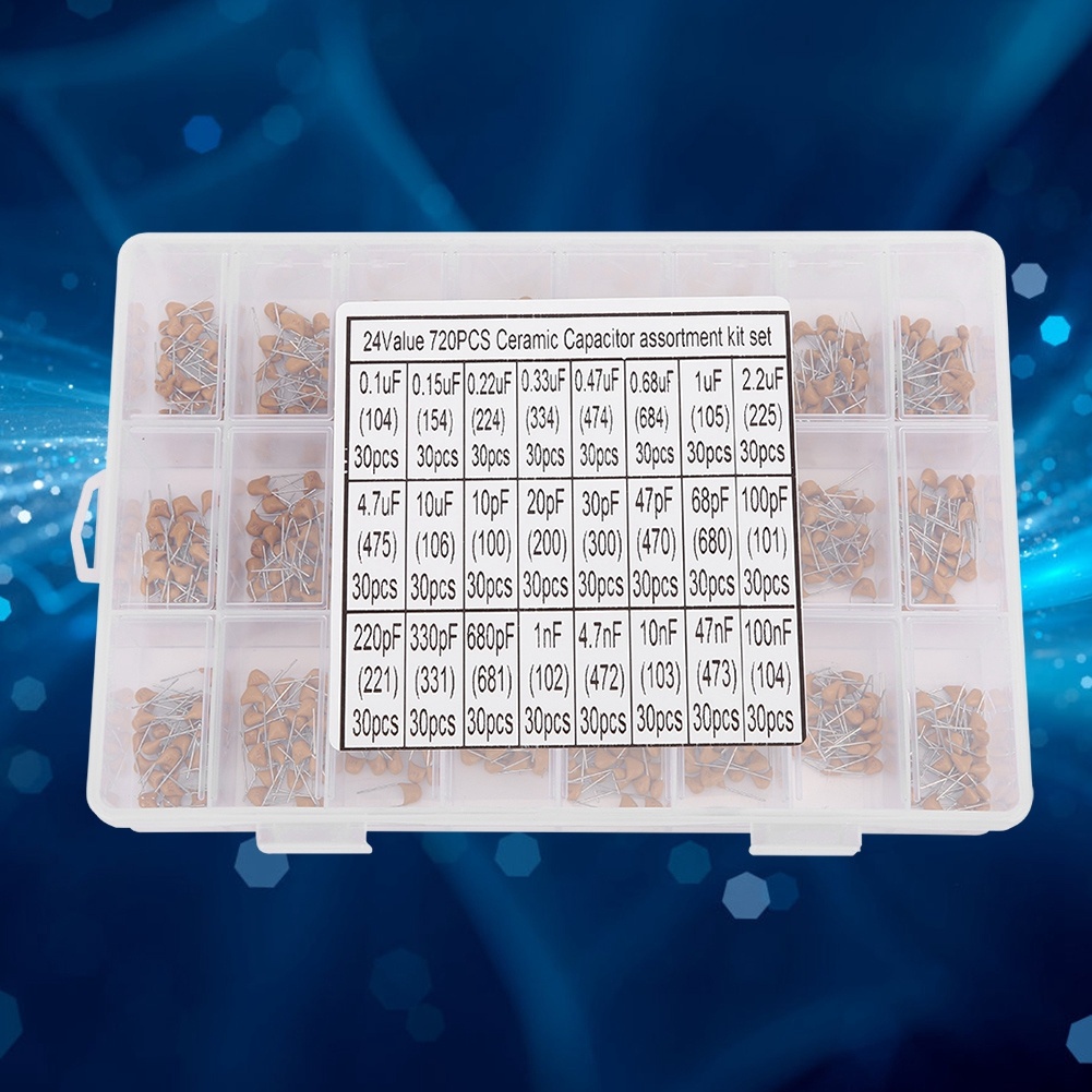 720Pcs 24 Types Ceramic Capaci - Capacitor Kit Assortment review and price